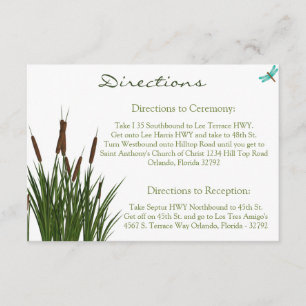 3.5 x 5 Direction Card Cattail/Dragonfly in Colour