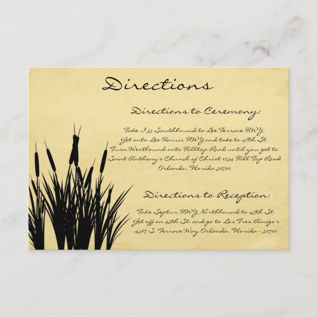 3.5 x 5 Direction Card Cattail/Dragonfly Silhouett (Front)