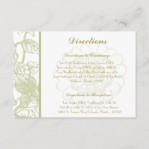 3.5 x 5 Direction Card Green Gerbera Daisy Flowers