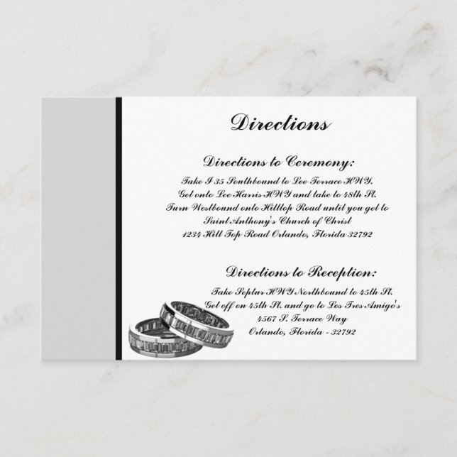 3.5 x 5 Direction Card His/Hers Diamond Wedding Ba (Front)