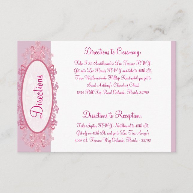 3.5 x 5 Direction Card Pink/Purple Chinese Scrolls (Front)