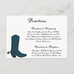 3.5 x 5 Direction Card Western Blue Cowboy Boots s