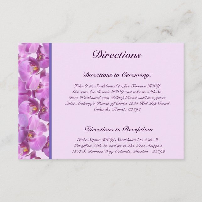 3,5 x 5 Direction Carte Orchidées violettes sur la (Devant)