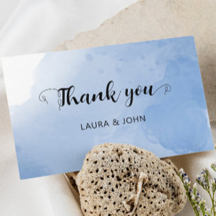 3.5" x 5" Flat Modern Watercolor Blue Thank You Save The Date