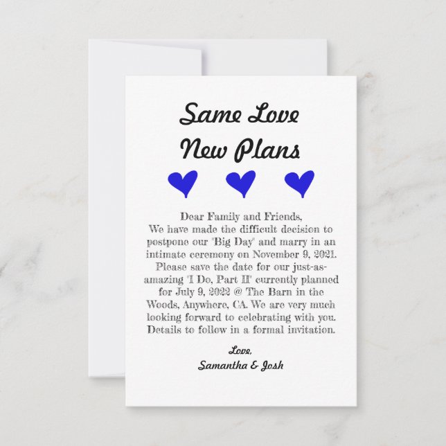 3.5" x 5" Flat Save The Date Card (Front)