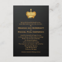 3.5" x 5"  Golden Royal Queen Crown Invitation