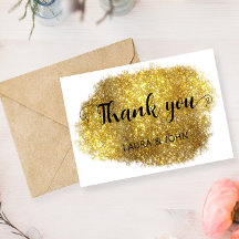 3.5" x 5" Modern Gold glitter Thank You