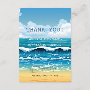 3.5" x 5" Ocean Beach Waves Wedding Thank You Card