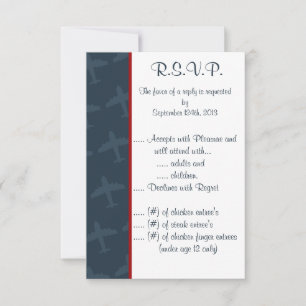 3.5 x 5 R.S.V.P Airplane Flight  Blue Invitation