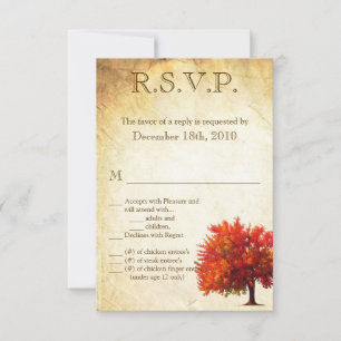 3,5 x 5 R.S.V.P. Carte Automne Arbre Papier vieill