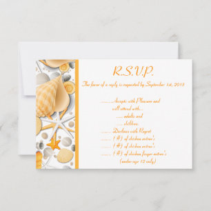 3.5 x 5 R.S.V.P Reply Card Assorted Seashells Oran