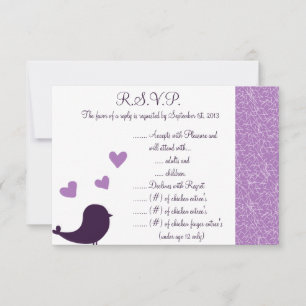 3.5 x 5 R.S.V.P Reply Card Bird Swing Purple BG