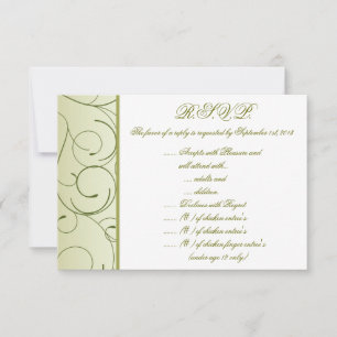 3.5 x 5 R.S.V.P Reply Card Green Apple Swirls Frui