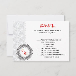 3.5 x 5 R.S.V.P Reply Card Grey Red Formal Print