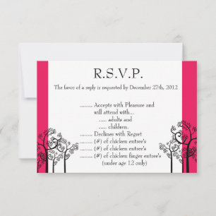 3.5 x 5 R.S.V.P Reply Card Hot Pink/Black Giraffe