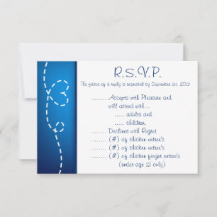3.5 x 5 R.S.V.P Reply Card Paper Plane Blue Swirl
