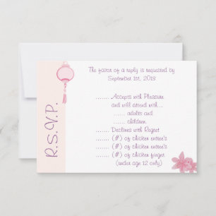 3.5 x 5 R.S.V.P Reply Card Purple Pink Lantern/Flo