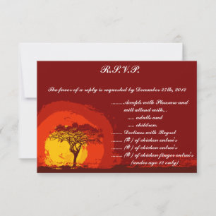 3.5 x 5 R.S.V.P Reply Card Red Sunset in Africa