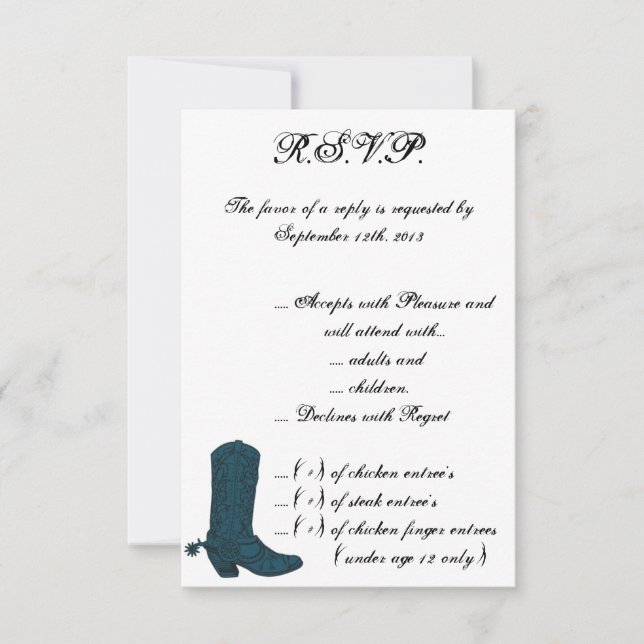 3.5 x 5 R.S.V.P Western Blue Cowboy Bo Invitation (Front)