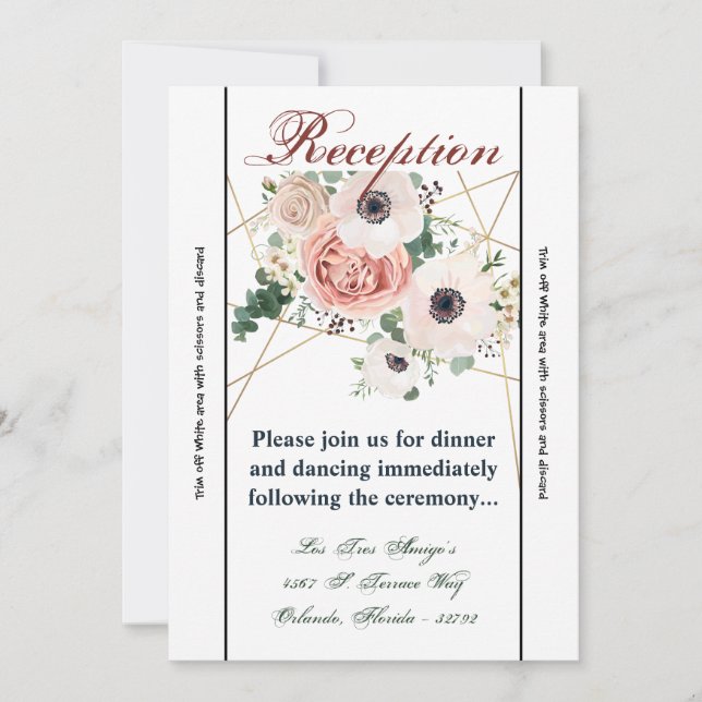 3,5 x 7, carte de réception Rose de jardin géométr (Devant)