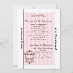 3.5 x 7 Directions Birdcage/Pink Strip Invitation