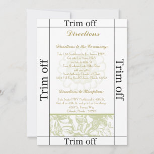 3.5 x 7 Directions Green Gerbera Daisy Invitation