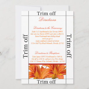3.5 x 7 Directions Orange Tiger Lilly Invitation