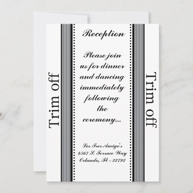 3.5 x 7 Reception Black Olive Grey Str Invitation (Front)