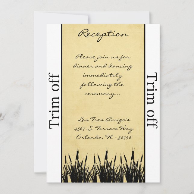 3.5 x 7 Reception Cattail/Dragonfly Si Invitation (Front)