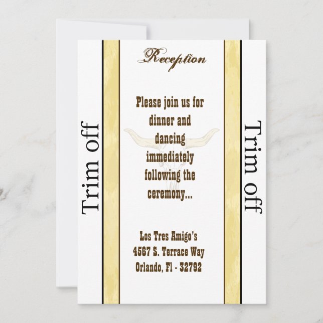 3.5 x 7 Reception Cowboy Rodeo Steer S Invitation (Front)