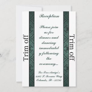 3.5 x 7 Reception Damask Teal Couple Invitation