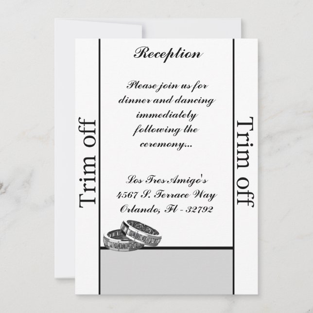 3.5 x 7 Reception His/Hers Diamond Wed Invitation (Front)
