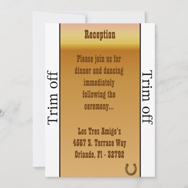 3.5 x 7 Reception Wagon Wheel Horse Sh Invitation (Front)