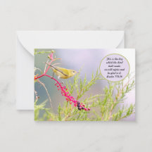 3.5x2.5 Pretty Bible Verse Note Card Bird Flowers