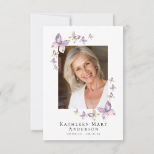 3.5x5" Butterflies Photo Funeral Memorial Prayer  Card