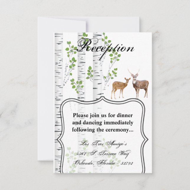 3,5x5 Carte de réception Deer Doe Buck Forest Wood (Devant)