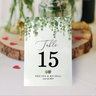 3.5x5 Cascading Watercolor Eucalyptus Table Number