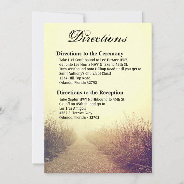 3,5x5 Directions Carte Sunrise Pathway Chemin (Devant)