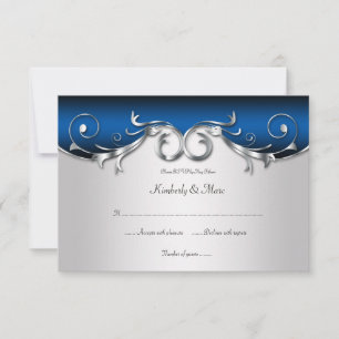 3.5x5 Elegant Blue and Silver RSVP