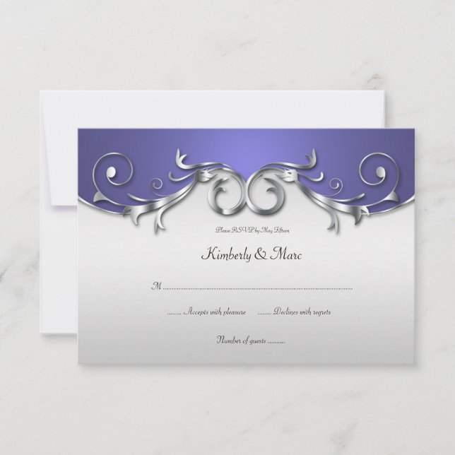 3.5x5 Elegant Purple and Silver RSVP (Front)