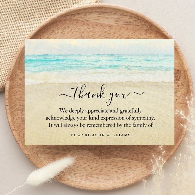 3.5x5 Funeral Thank You Note Grief Beach Ocean Card (Creator Uploaded)