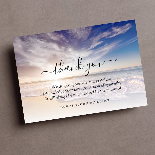 3.5x5 Funeral Thank You Note Grief Ocean Card (Beach Sympathy Thank You Card)