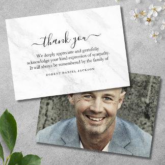 3.5x5 Funeral Thank You Note Grief White Marble  Card