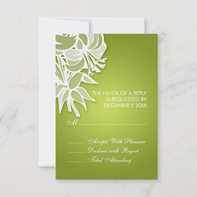 3.5x5 Lime Lily Bouquet Elegant RSVP Card (Front)