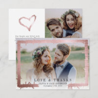 3.5x5 Love & Thanks Pink Foil Photo Wedding