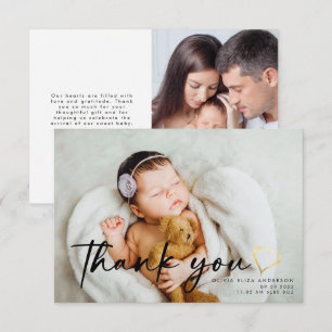 3.5x5 New Baby Photo Gold Heart Thank You