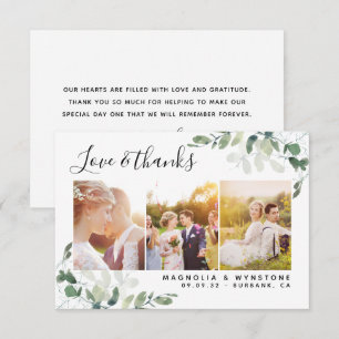 3.5x5" Photo Eucalyptus Wedding  Thank You Card