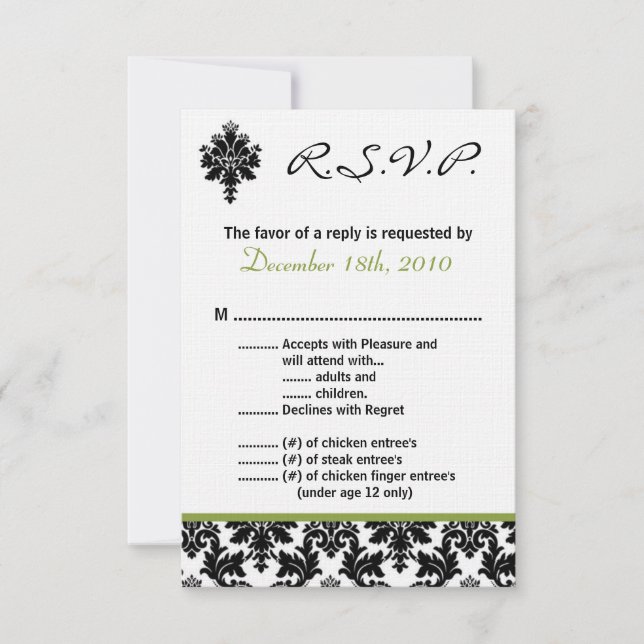 3.5x5 R.S.V.P. Card Black Green Damak (Front)
