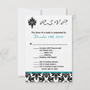 3.5x5 R.S.V.P. Card Black Teal Damak