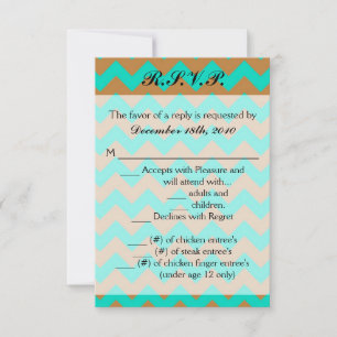 3.5x5 R.S.V.P. Card Chevron Brown & Seafoam